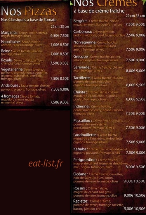 Aroma Pizza — carte page 1