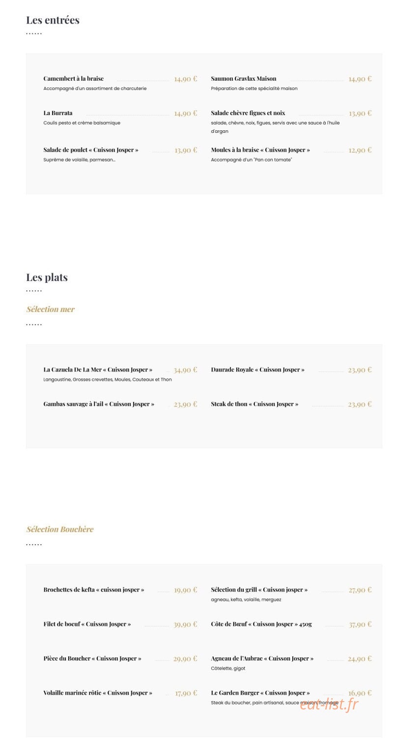 Garden Braise — carte page 1