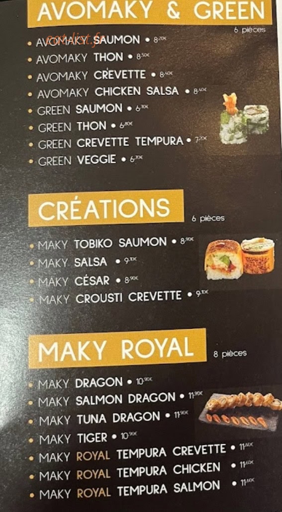 Maky Sushi — carte page 2