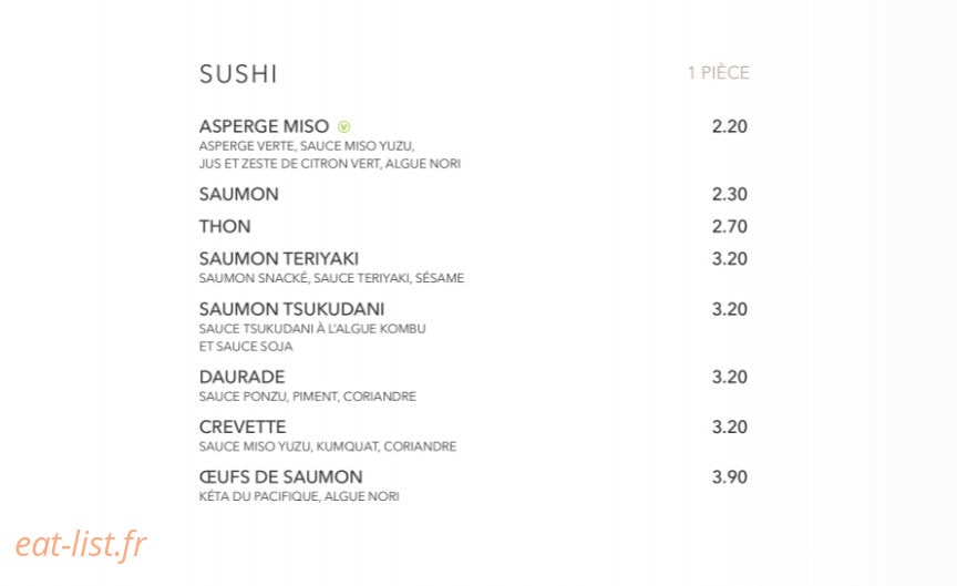 Sushi Shop — carte page 19