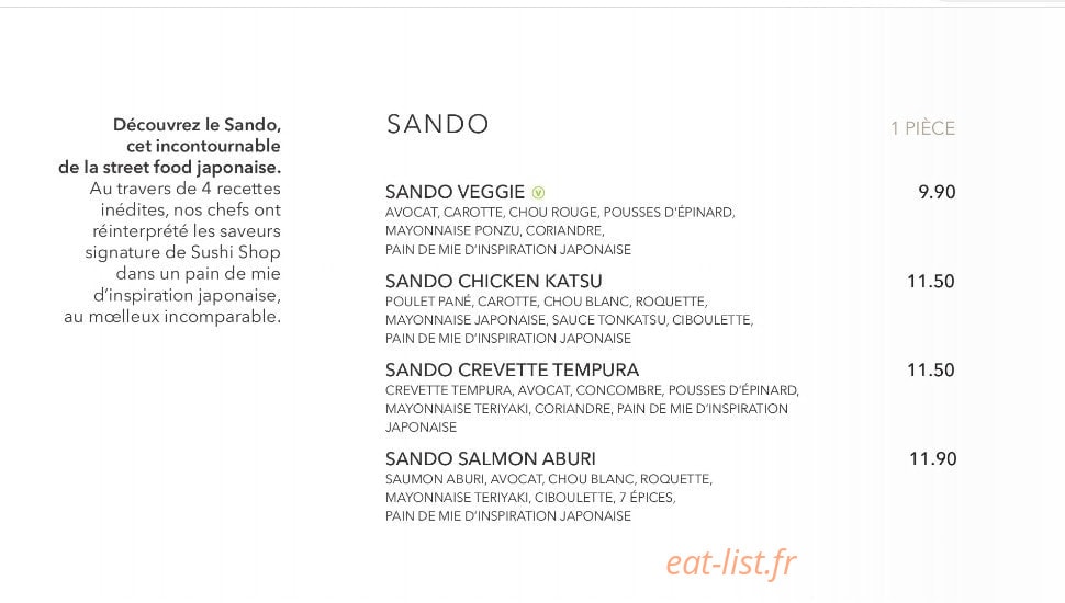 Sushi Shop — carte page 15