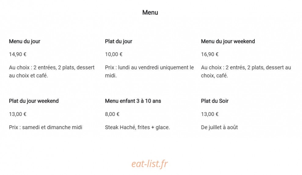 Bistrot Café des Allées — carte page 1