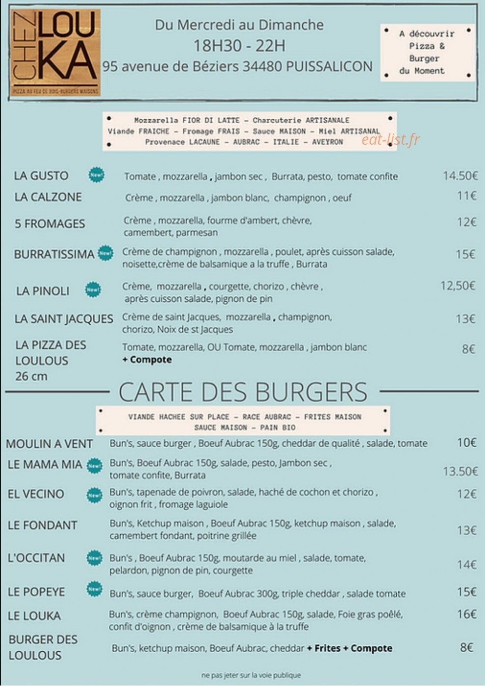 Chez Louka — carte page 1