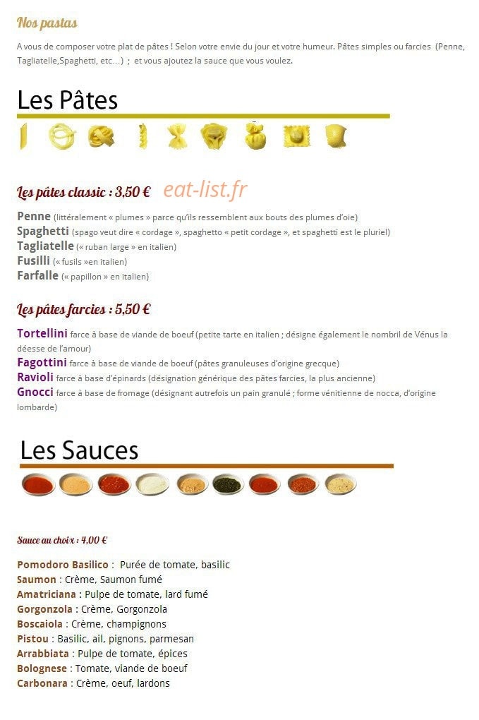 Pizzy Pasta — carte page 4