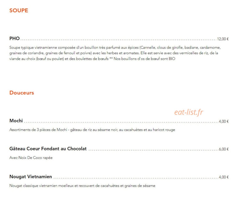 An Nam Cuisine — carte page 3
