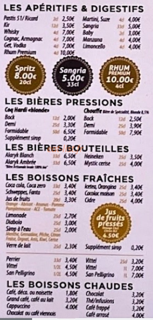 Brasserie Du Palais — carte page 4
