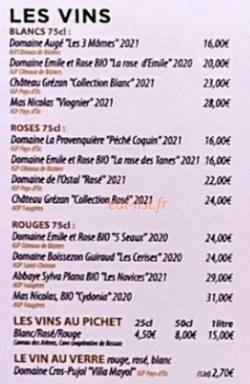 Brasserie Du Palais — carte page 3