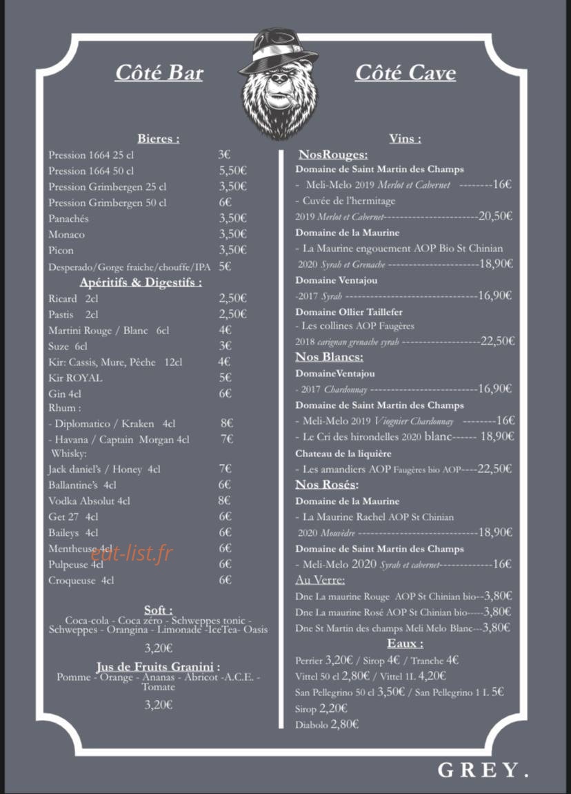 Brasserie Grey — carte page 4