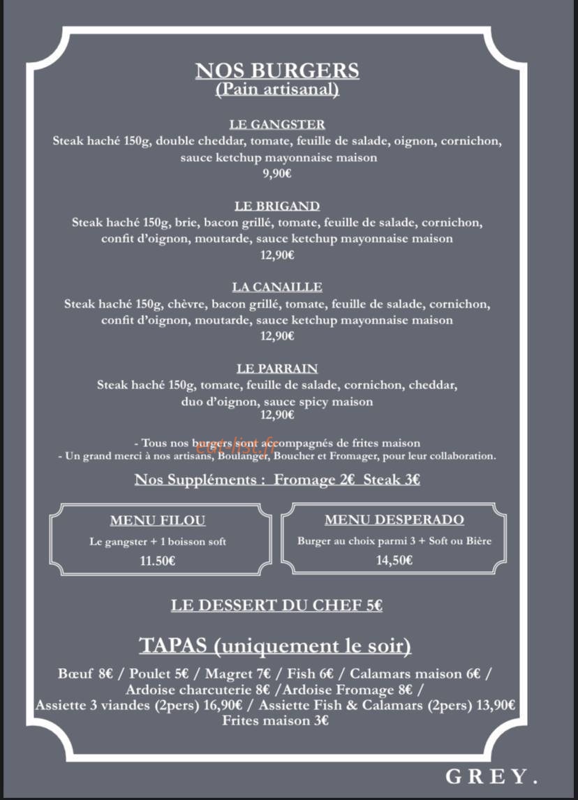 Brasserie Grey — carte page 3