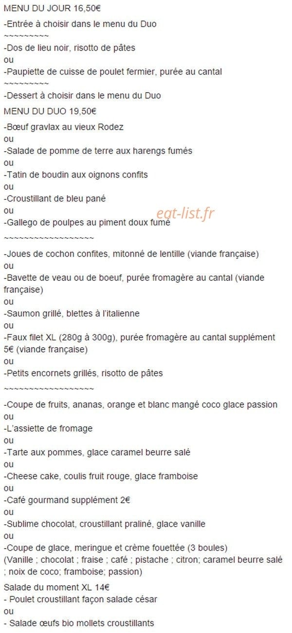 Brasserie le Duo — carte page 1