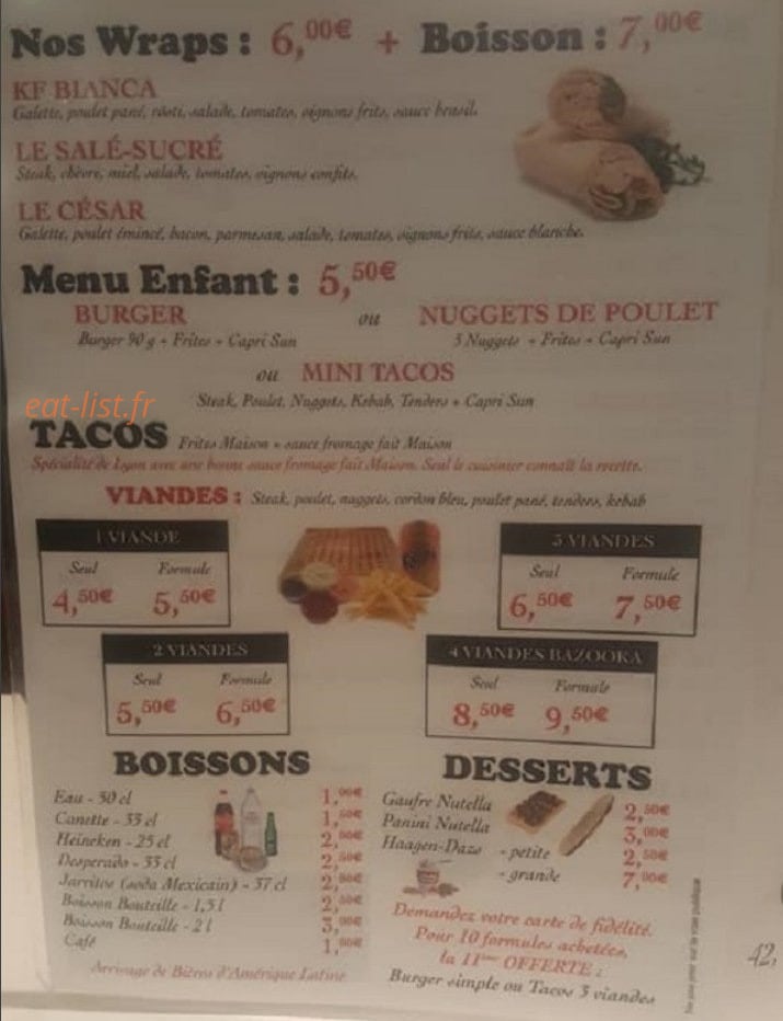 Burger Bianca — carte page 3