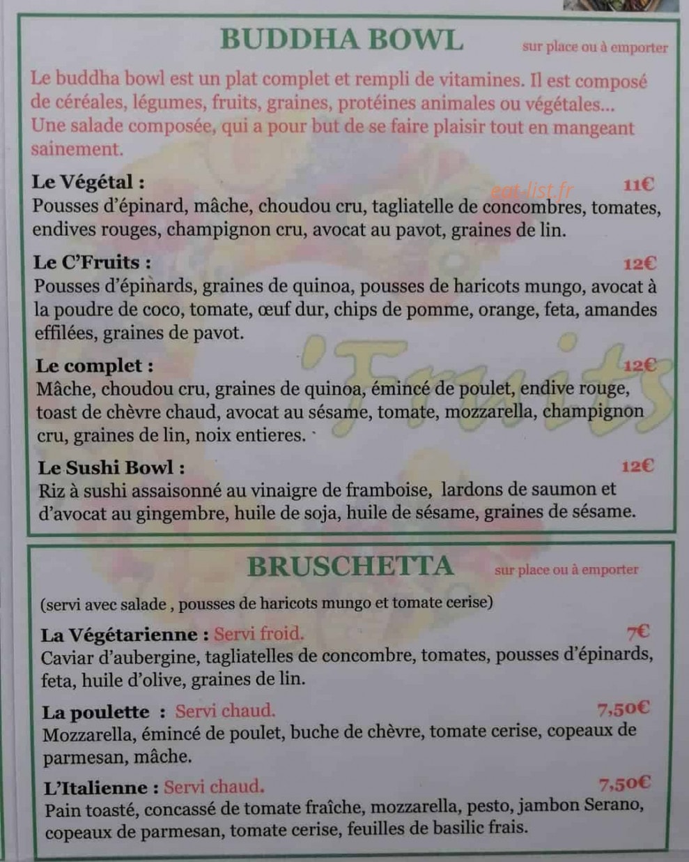 C'Fruits — carte page 2
