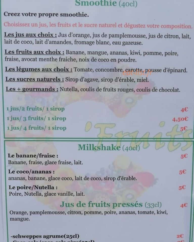 C'Fruits — carte page 4