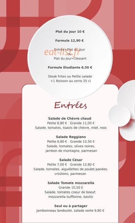 Café Vogue — carte page 1