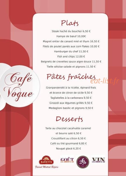 Café Vogue — carte page 2