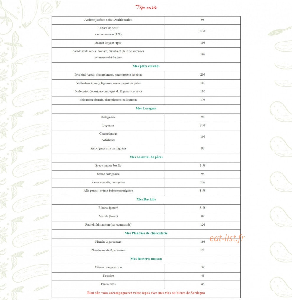 Chez Barbara — carte page 1