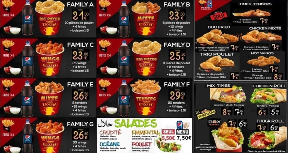 Chicken Time's — carte page 6