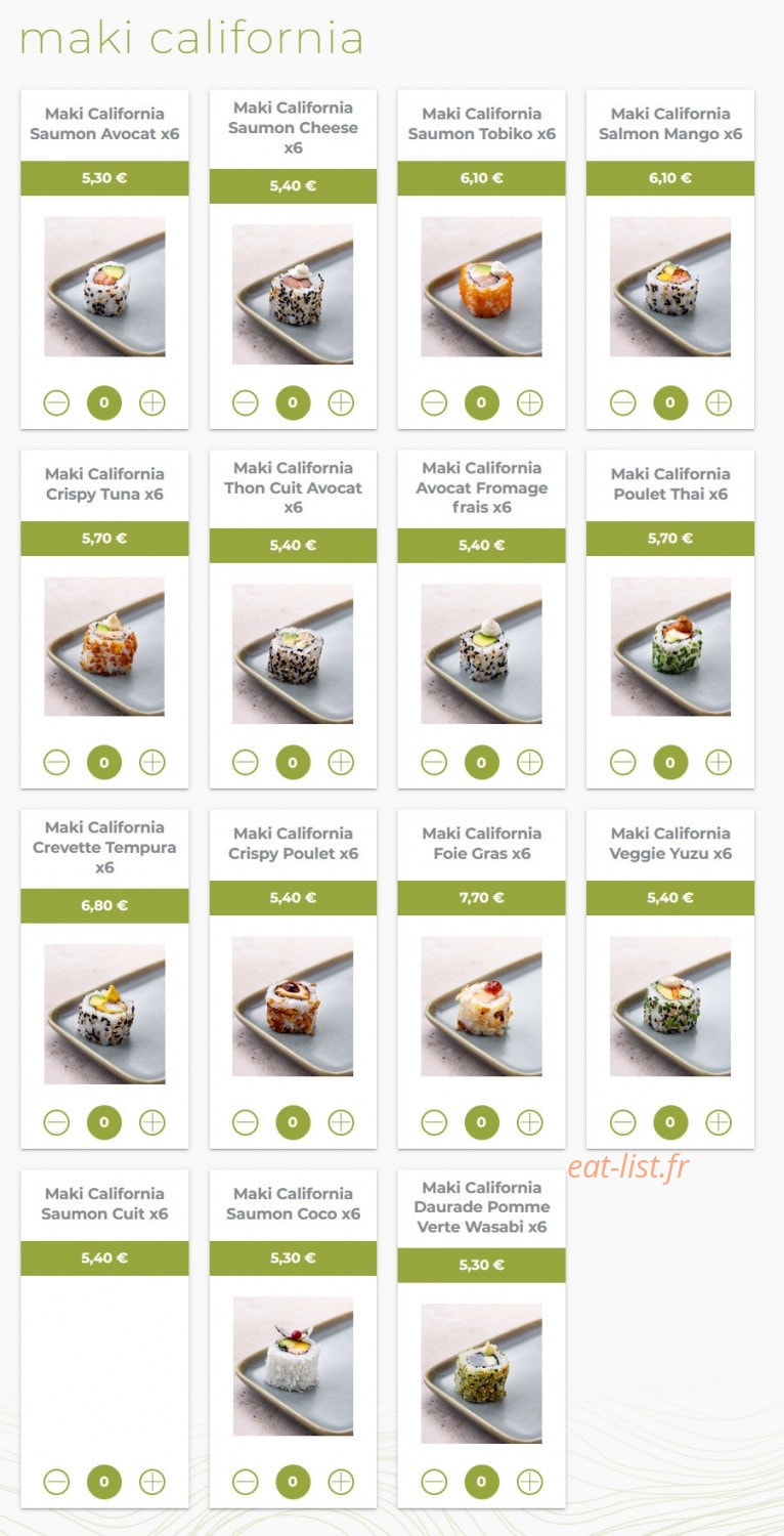Eat sushi — carte page 9