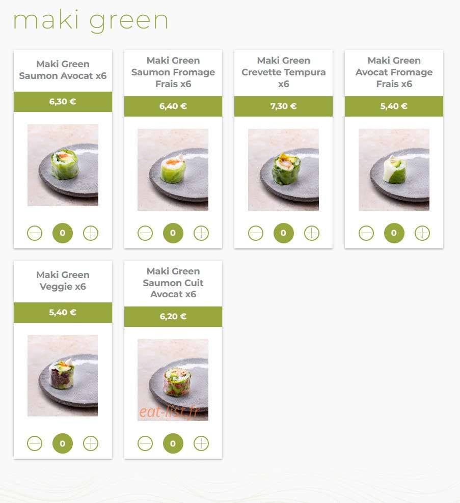 Eat sushi — carte page 10
