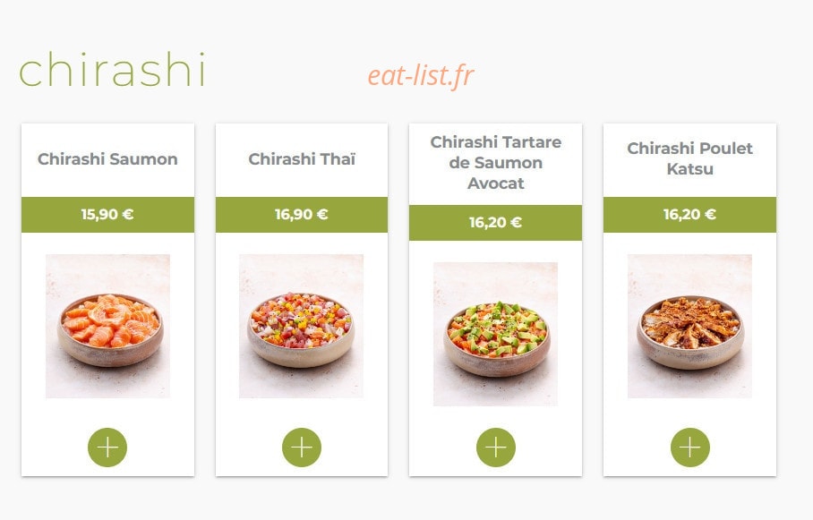 Eat sushi — carte page 16