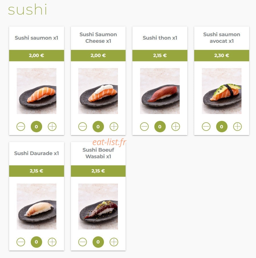 Eat sushi — carte page 7