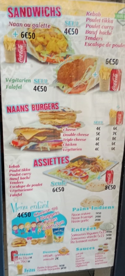 indian food — carte page 1