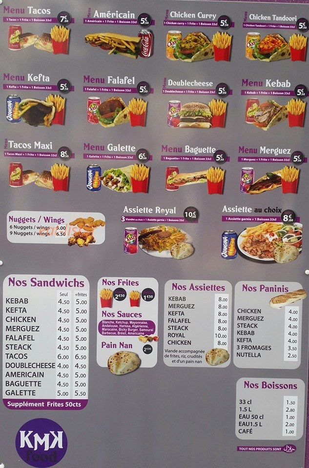 KMK Food — carte page 1