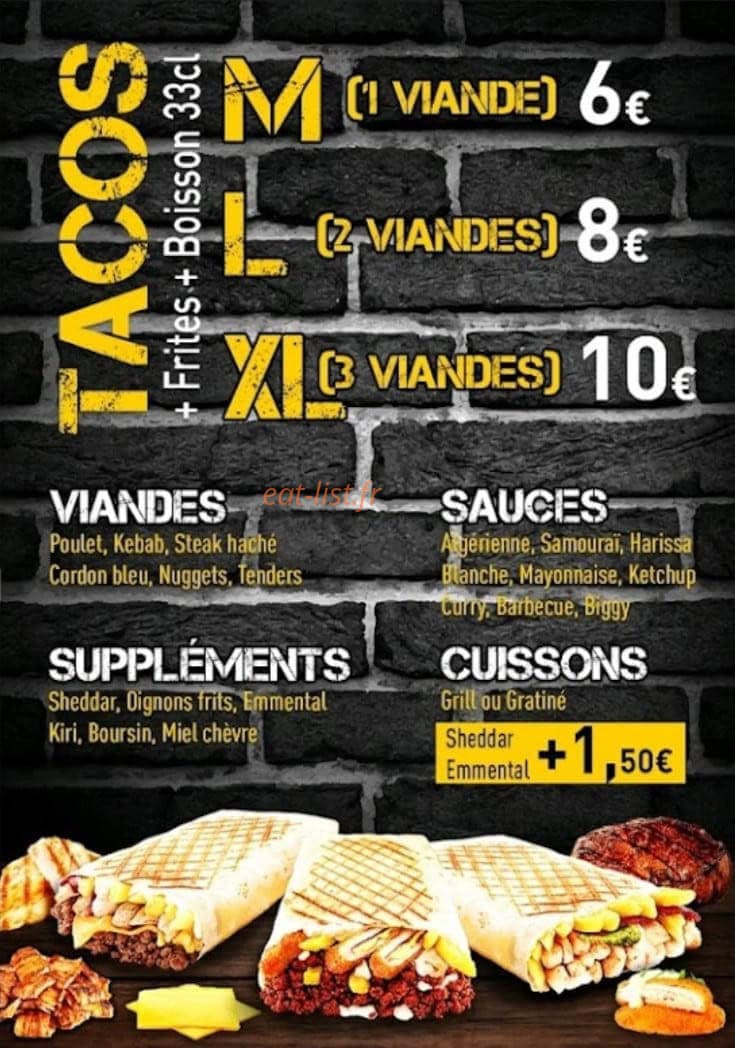 Carte et menu de L'Imperial à Beziers — Tacos