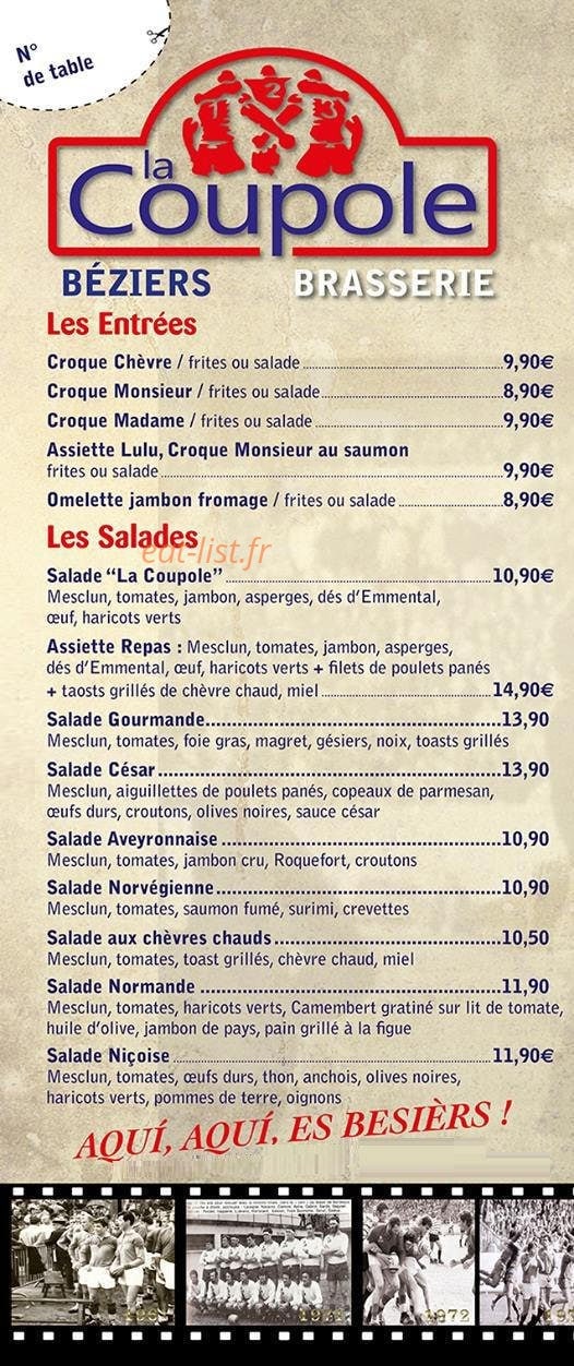 La Coupole — carte page 1