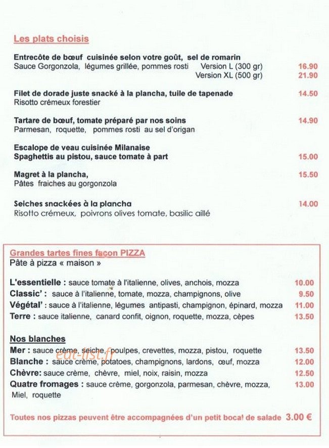 La Trattoria — carte page 2