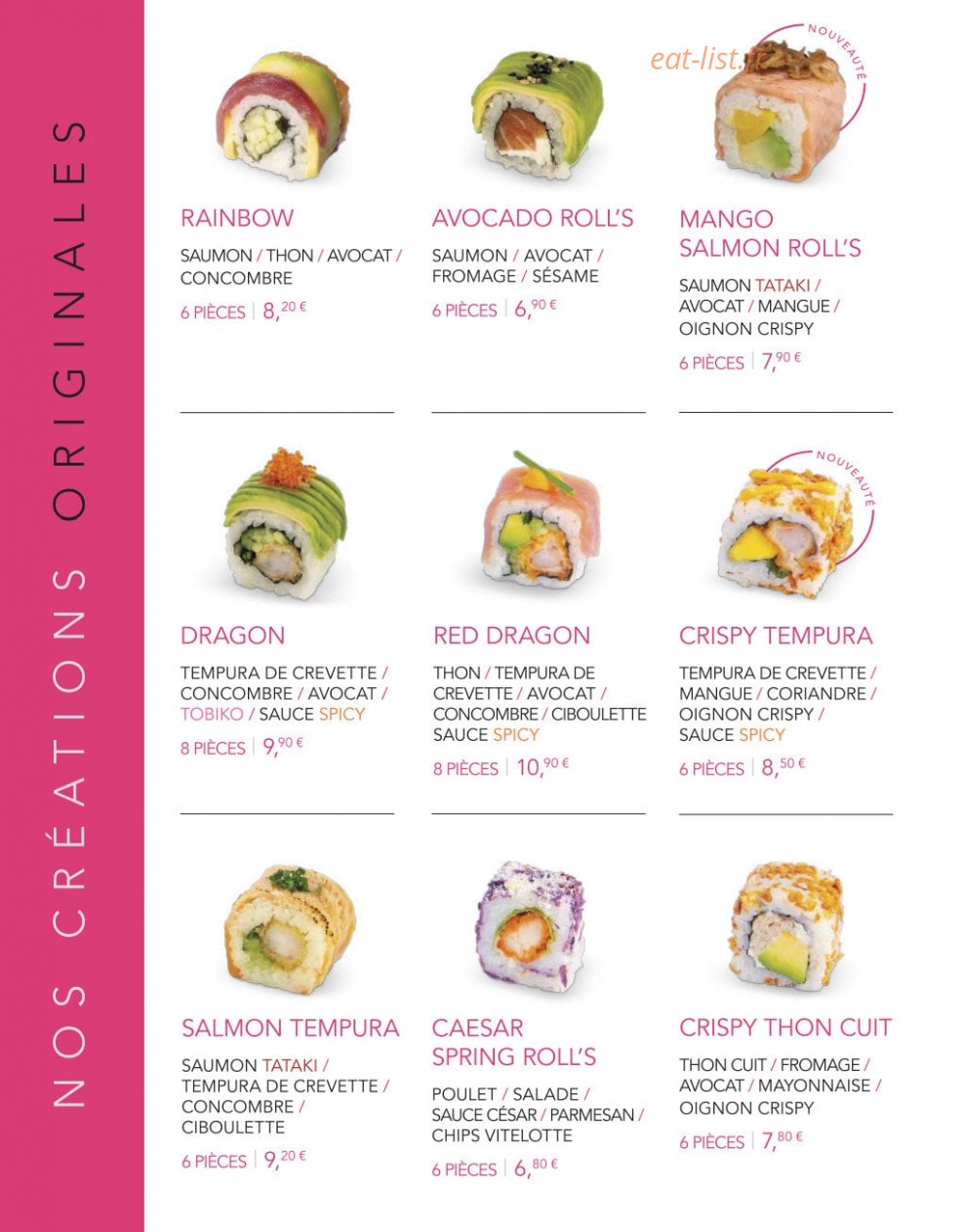 Lady Sushi — carte page 17