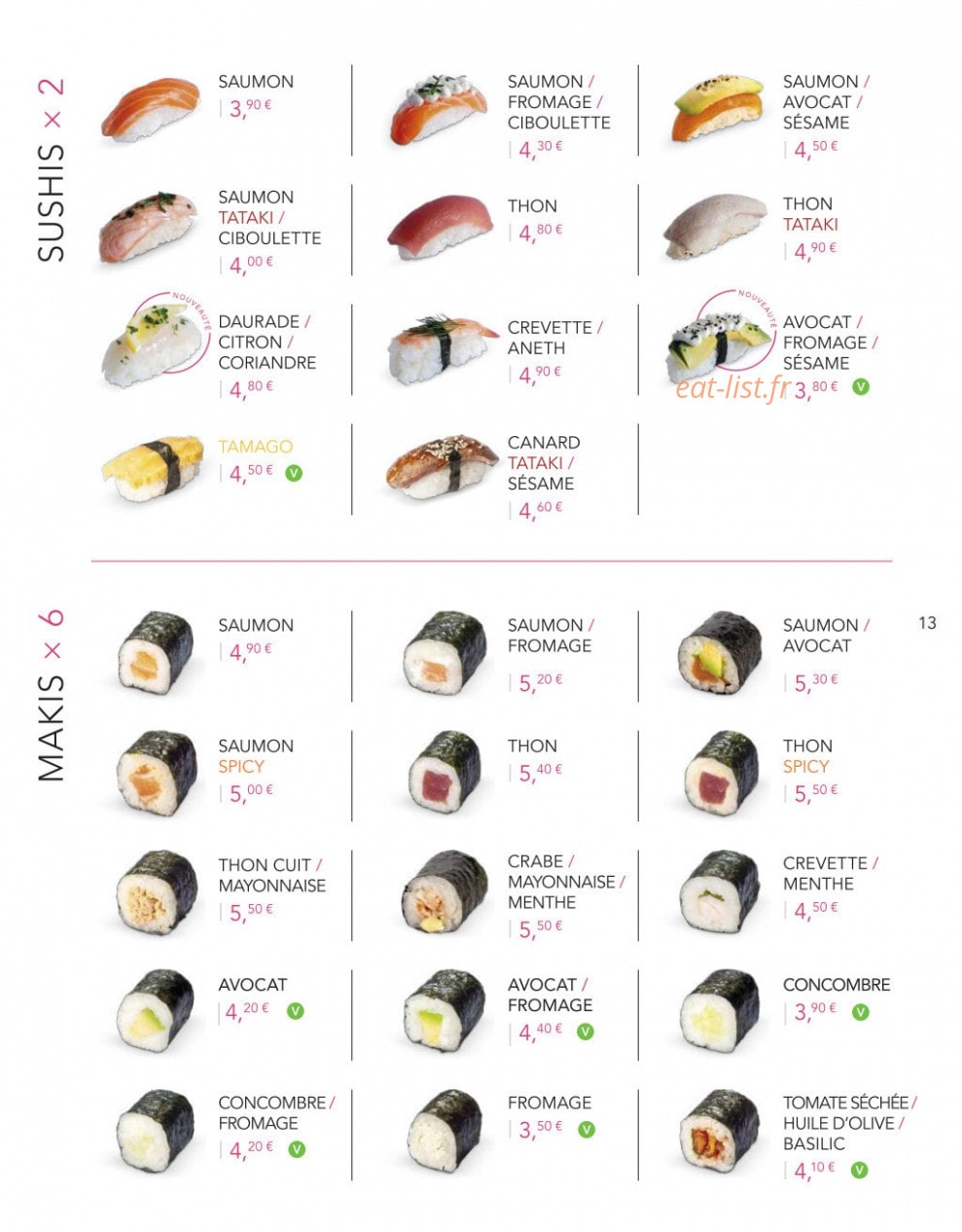 Lady Sushi — carte page 11