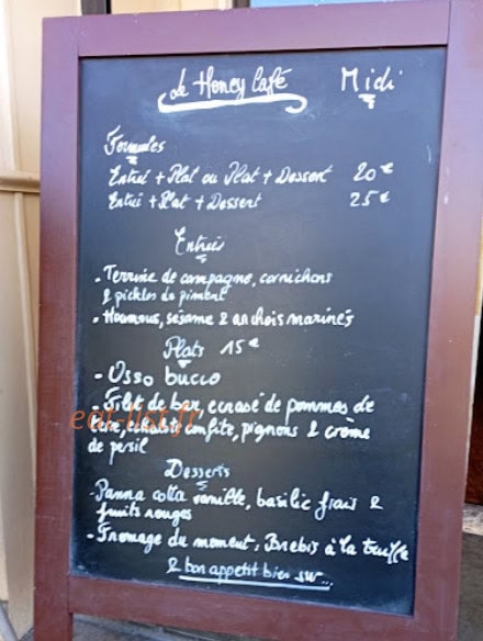 Le Honey café — carte page 1