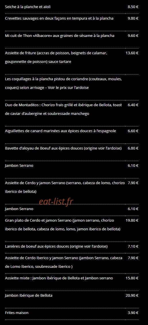 Me Gusta Tapas — carte page 2