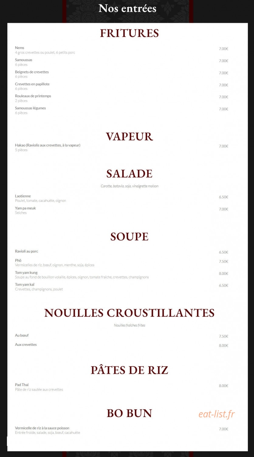 O Lao's — carte page 1