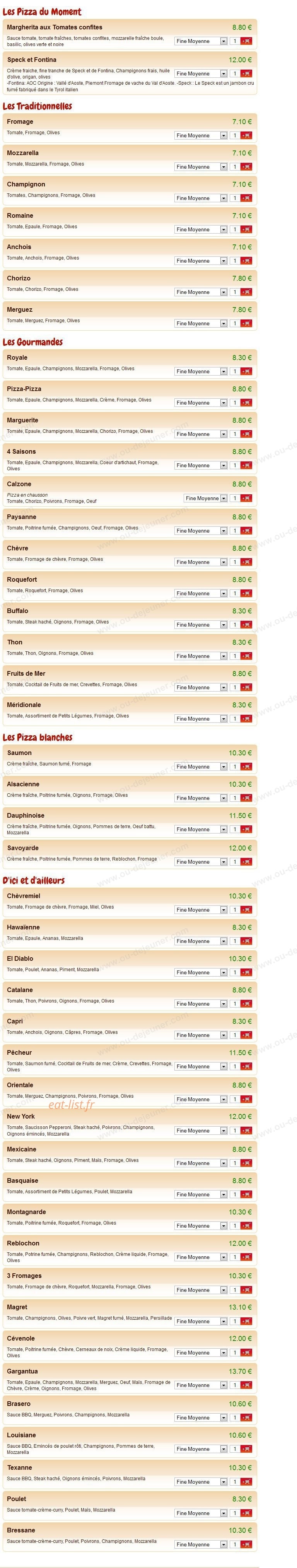 Pizza Pizza Pasta — carte page 1