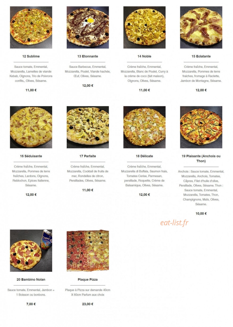Pizzeria Sicilienne — carte page 2