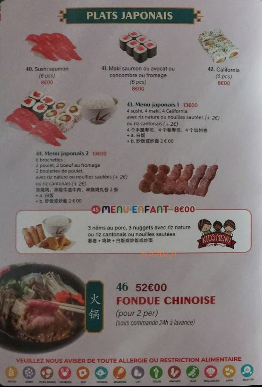 Saveurs d'Asie — carte page 5