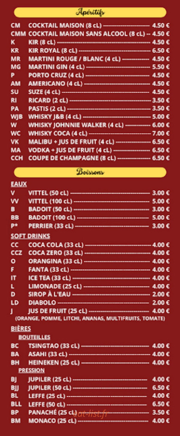 Saveurs d'Asie — carte page 7