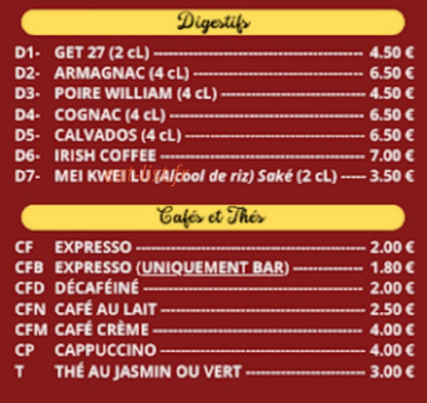 Saveurs d'Asie — carte page 9