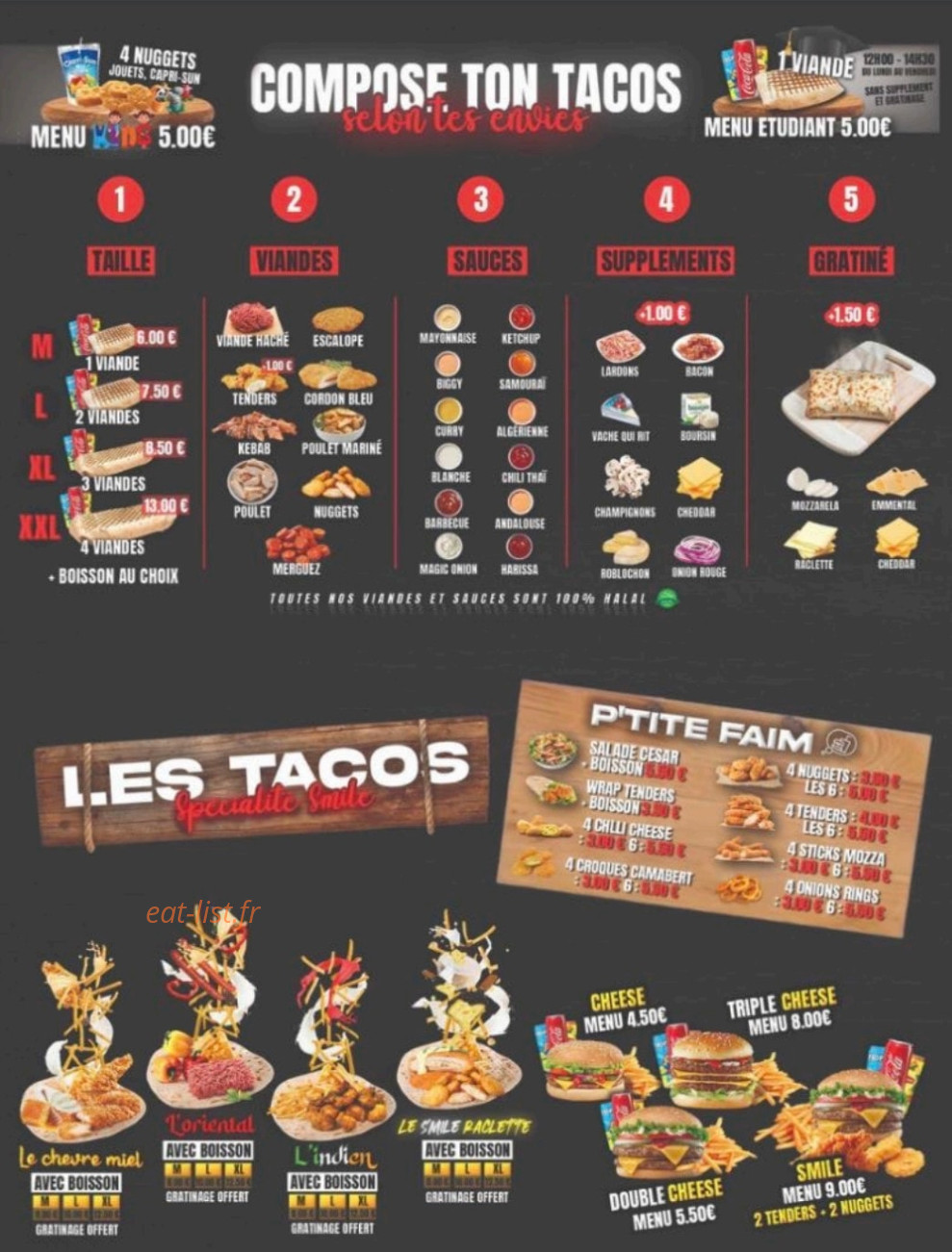 Smile Fast Food — carte page 1