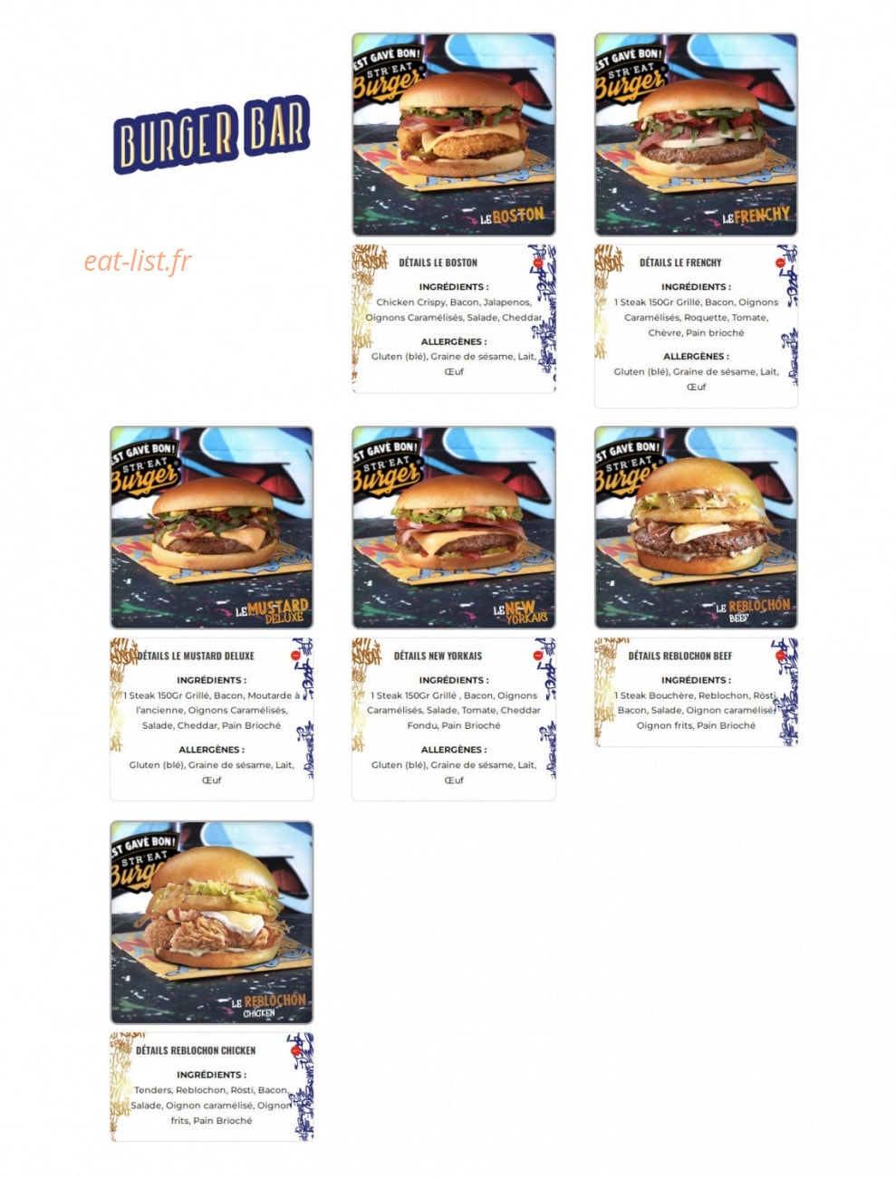 Str'eat Burger — carte page 5