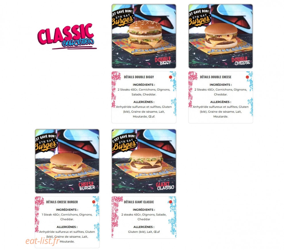 Str'eat Burger — carte page 1