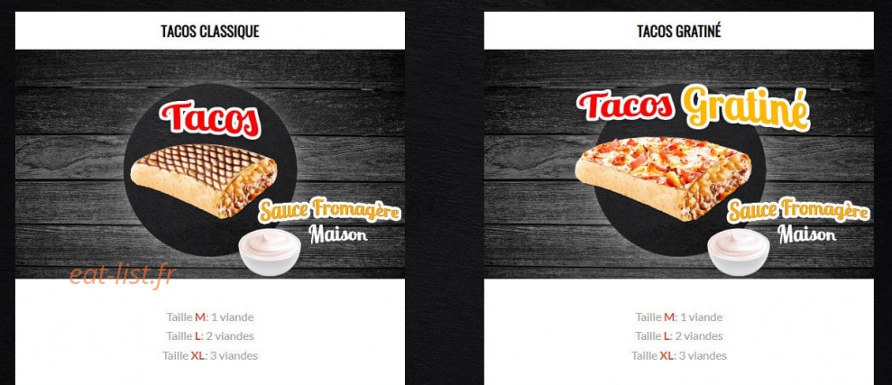 Tacos Drive — carte page 1