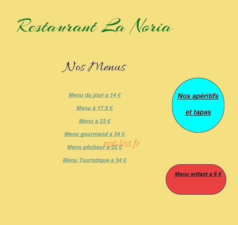 Restaurant La Noria — carte page 1