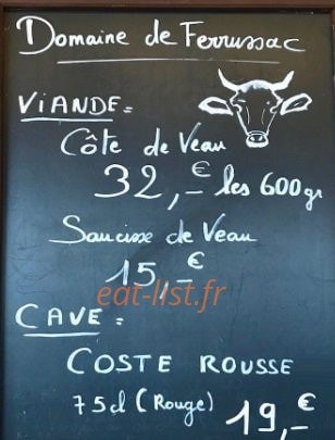 Le Bistrot Larzac — carte page 1