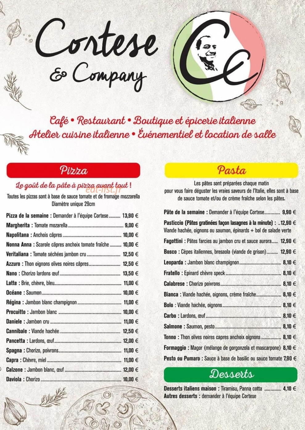 Restaurant Cortese Le Caylar — carte page 1