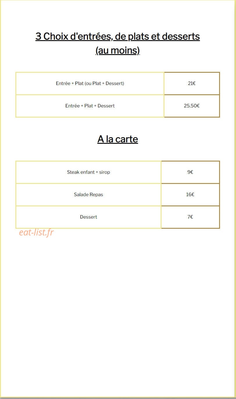 Auberge de la Cascade — carte page 1