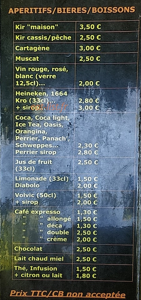Carte et menu de Les Tilleuls à Saint Maurice Navacelles — Les boissons