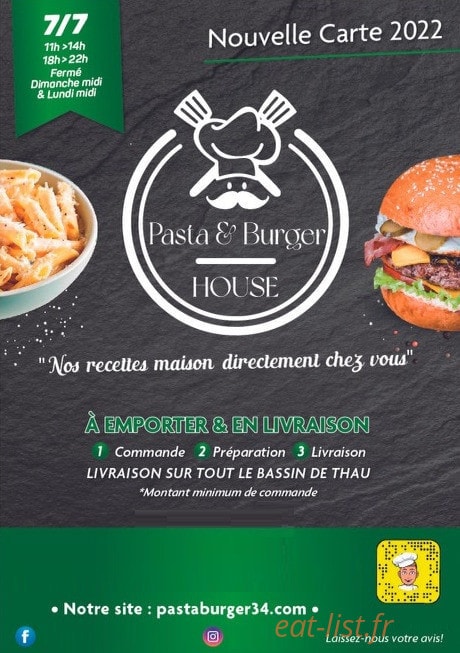 Pasta and burger house — carte page 1